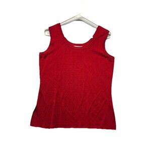 Exclusively Misook Woman’s Sleeveless Shell Tank Knit Scoop Neck Red Size Medium